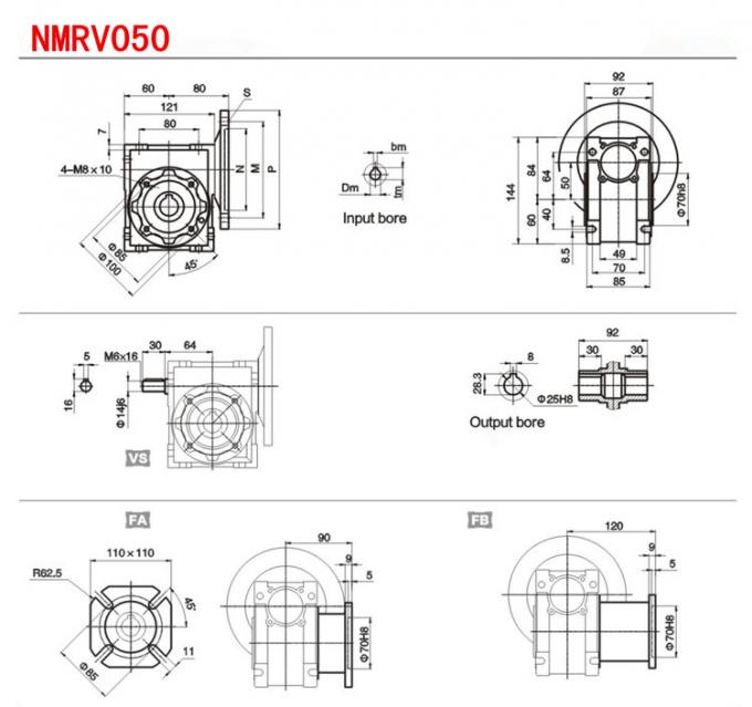 High Efficiency Worm Gear Reducer Nmrv 050 , Worm Gear Reduction Gearbox